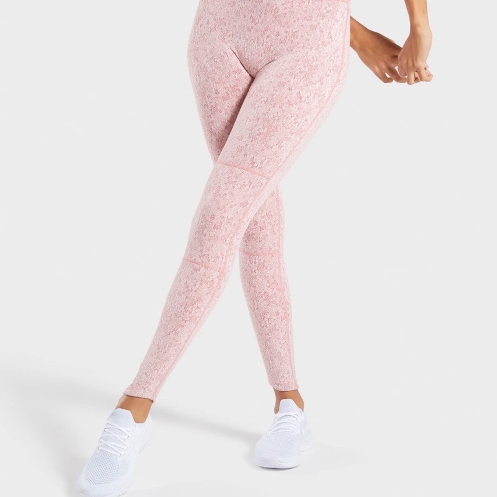 Gymshark Fleur Texture Leggings - Brick Red - Large